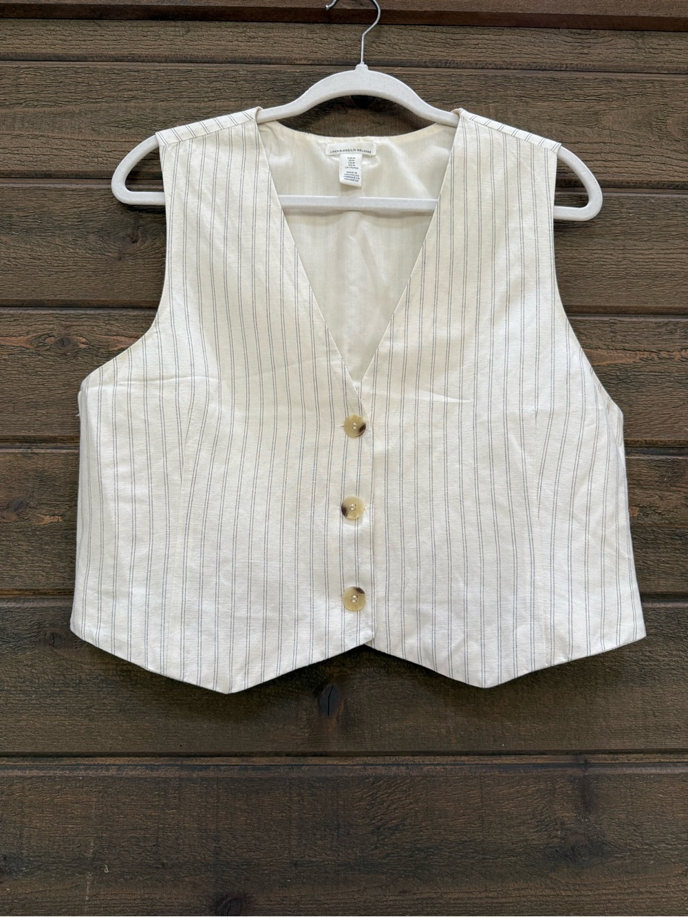 H&M Cream Pinstripe Button Vest